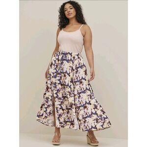 Torrid Floral Cottage Prairie Maxi Skirt Peasant Boho Sz 0/L Whimsical Festival
